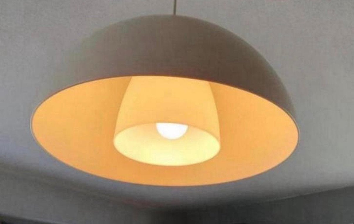 Vintage Ikea Brasa metalen witte hanglamp.321, Ophalen of Verzenden, Zo goed als nieuw, Metaal, Space Age