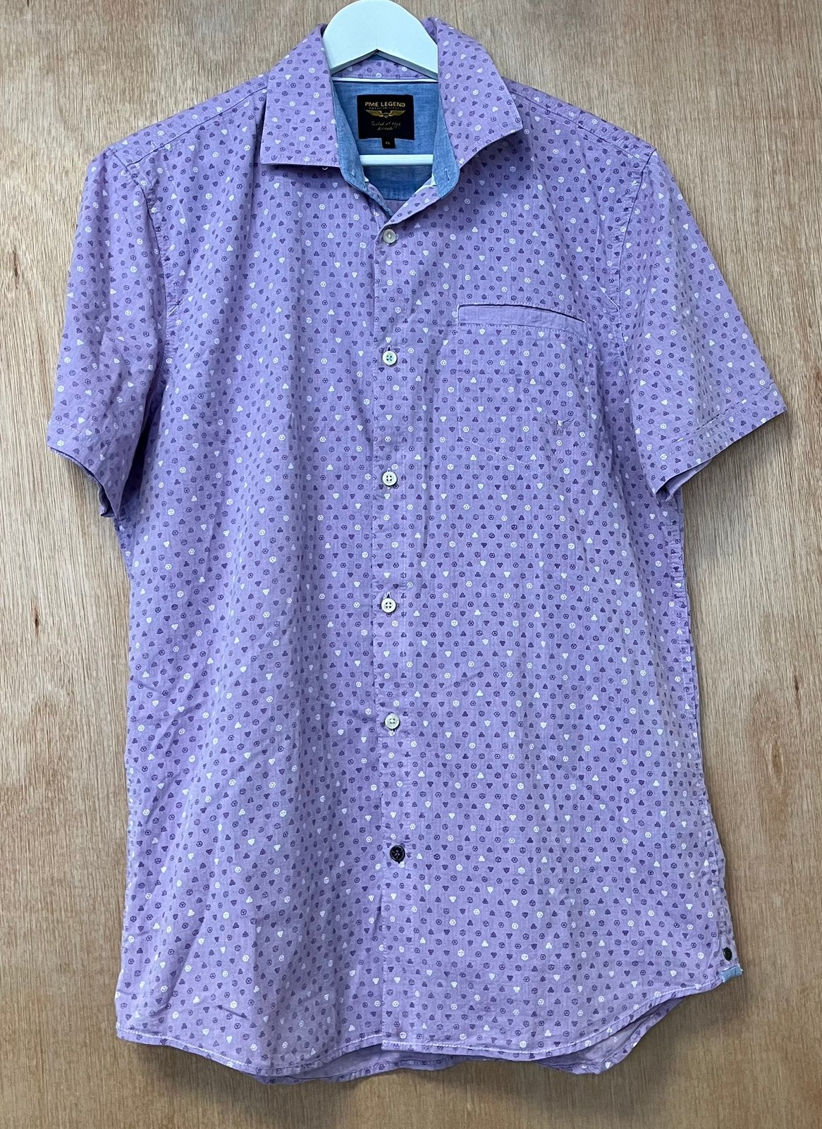 PME Legend overhemd met leuke print korte mouw - Maat XL, Ophalen of Verzenden, Zo goed als nieuw, Halswijdte 43/44 (XL)