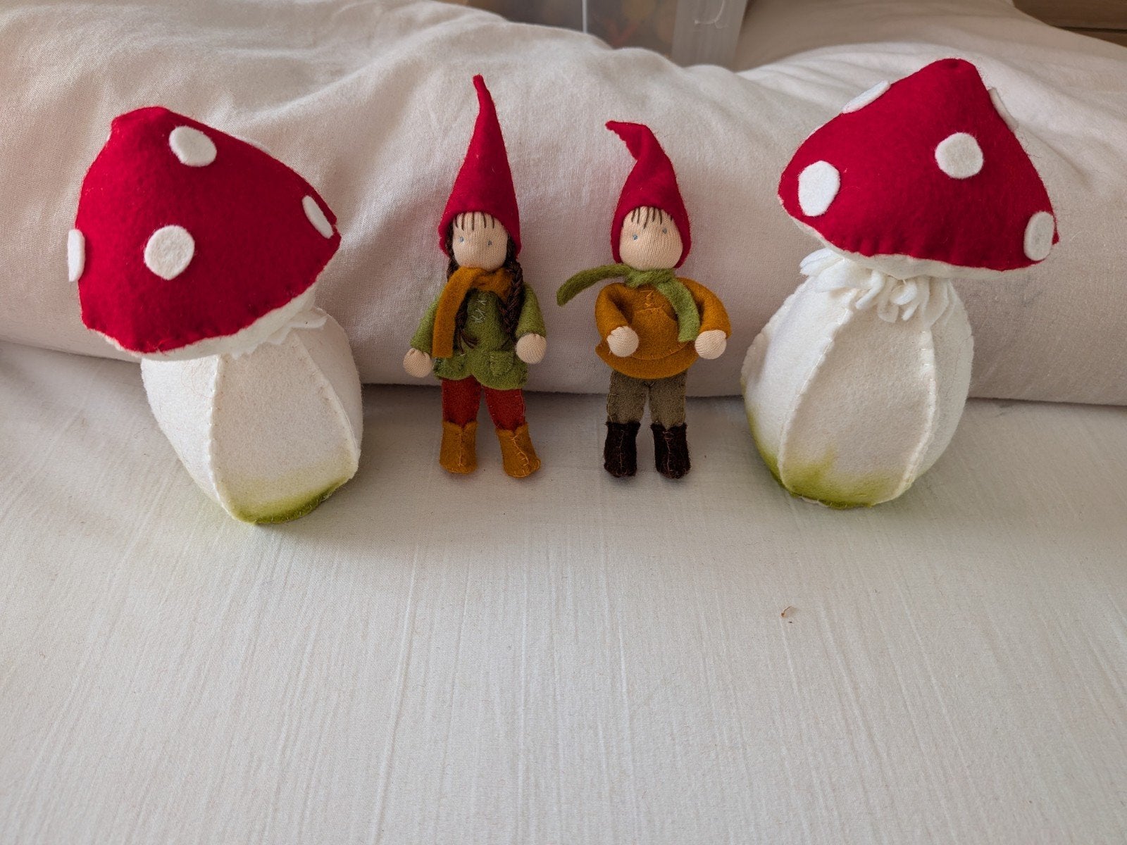 Handgemaakte kabouters en paddenstoelen set van wolvilt, Ophalen of Verzenden