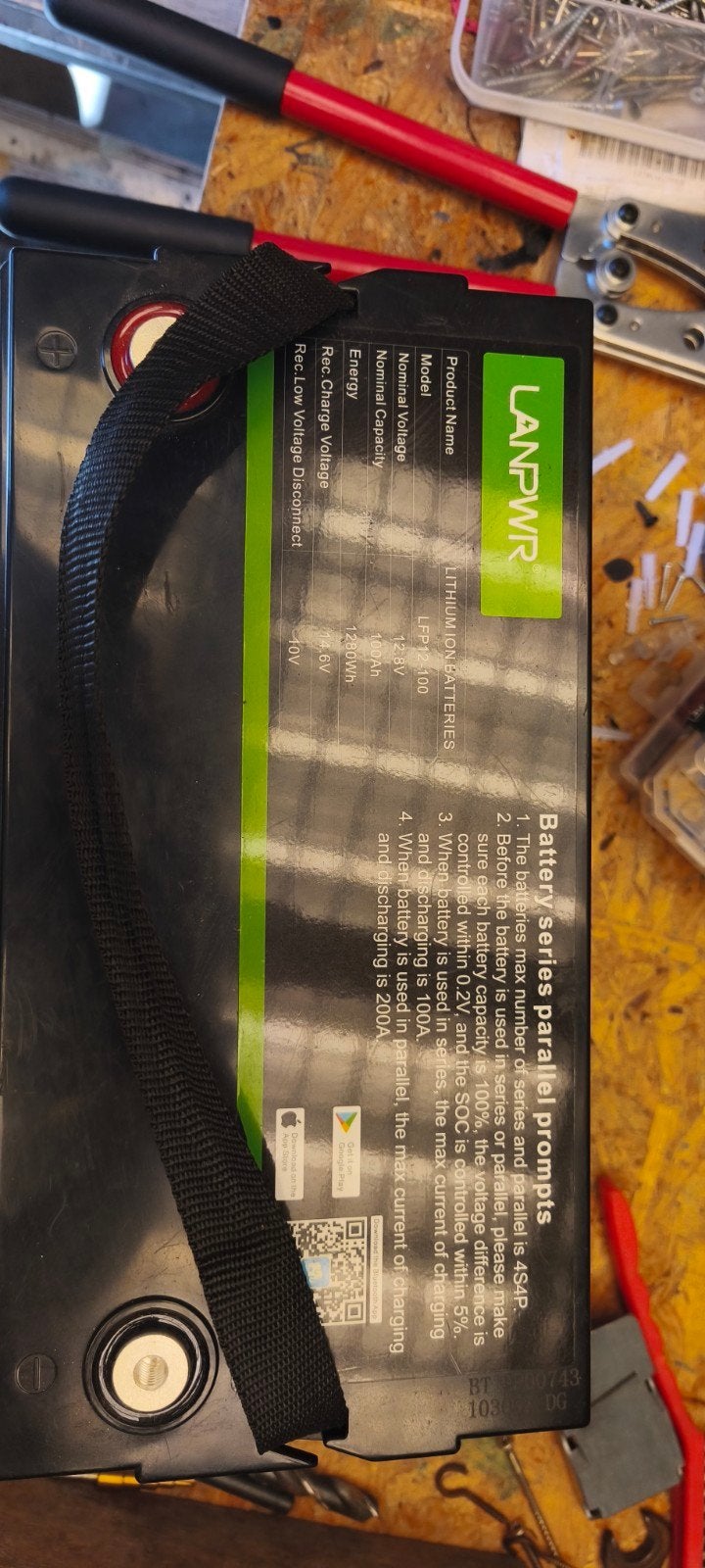 LANPWR 12V 100Ah LiFePO4 Accu - 4000 cycli, Ophalen of Verzenden, Zo goed als nieuw