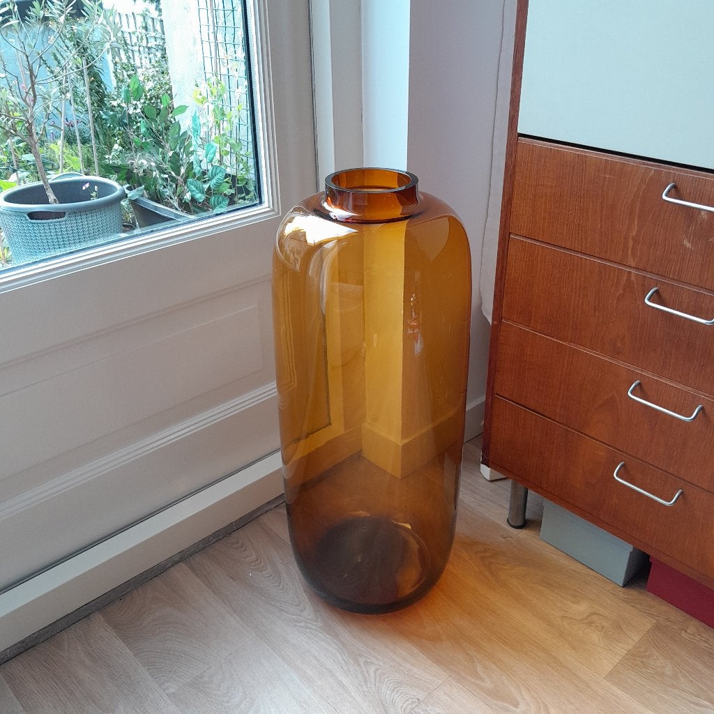 Extra grote vaas - 70cm - amber geel - glas - XXL, Ophalen, Geel, 70 cm, Glas