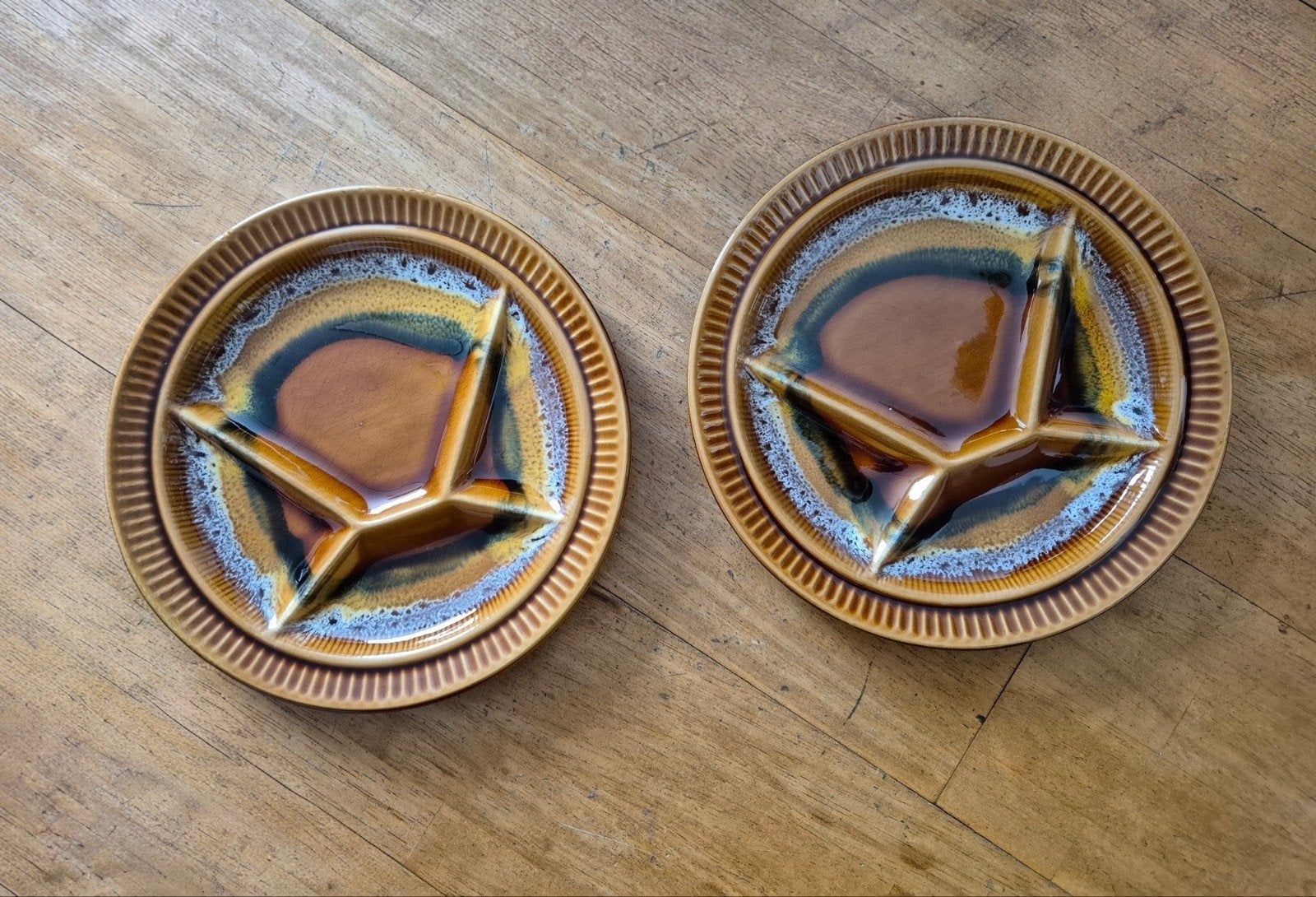 Vintage aardewerk serveerschalen, set van 2, Verzenden