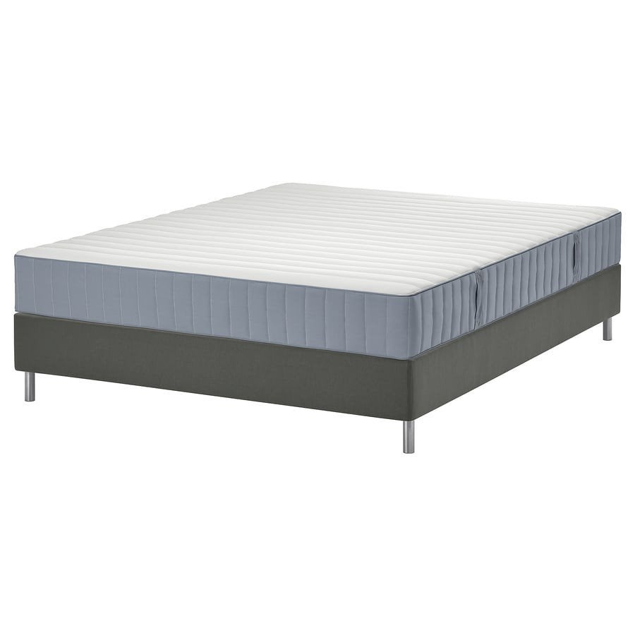 Ikea LYNGÖR Boxspring 160x200 cm met topper, z.g.a.n., Ophalen, Tweepersoons, Zo goed als nieuw, 200 cm