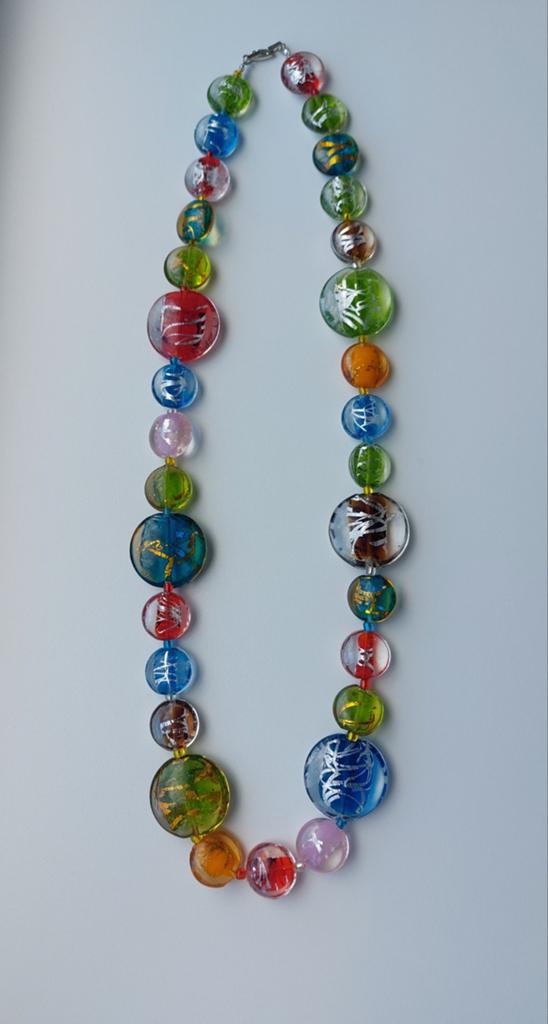 veelkleurige glazen ketting, Ophalen of Verzenden, Overige materialen, Met kristal