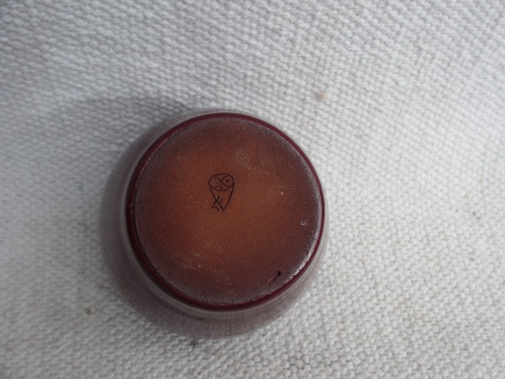 Vintage Oxblood/ sang de boeuf vaasje "Atelier de steenuil", Antiek en Kunst, Ophalen of Verzenden