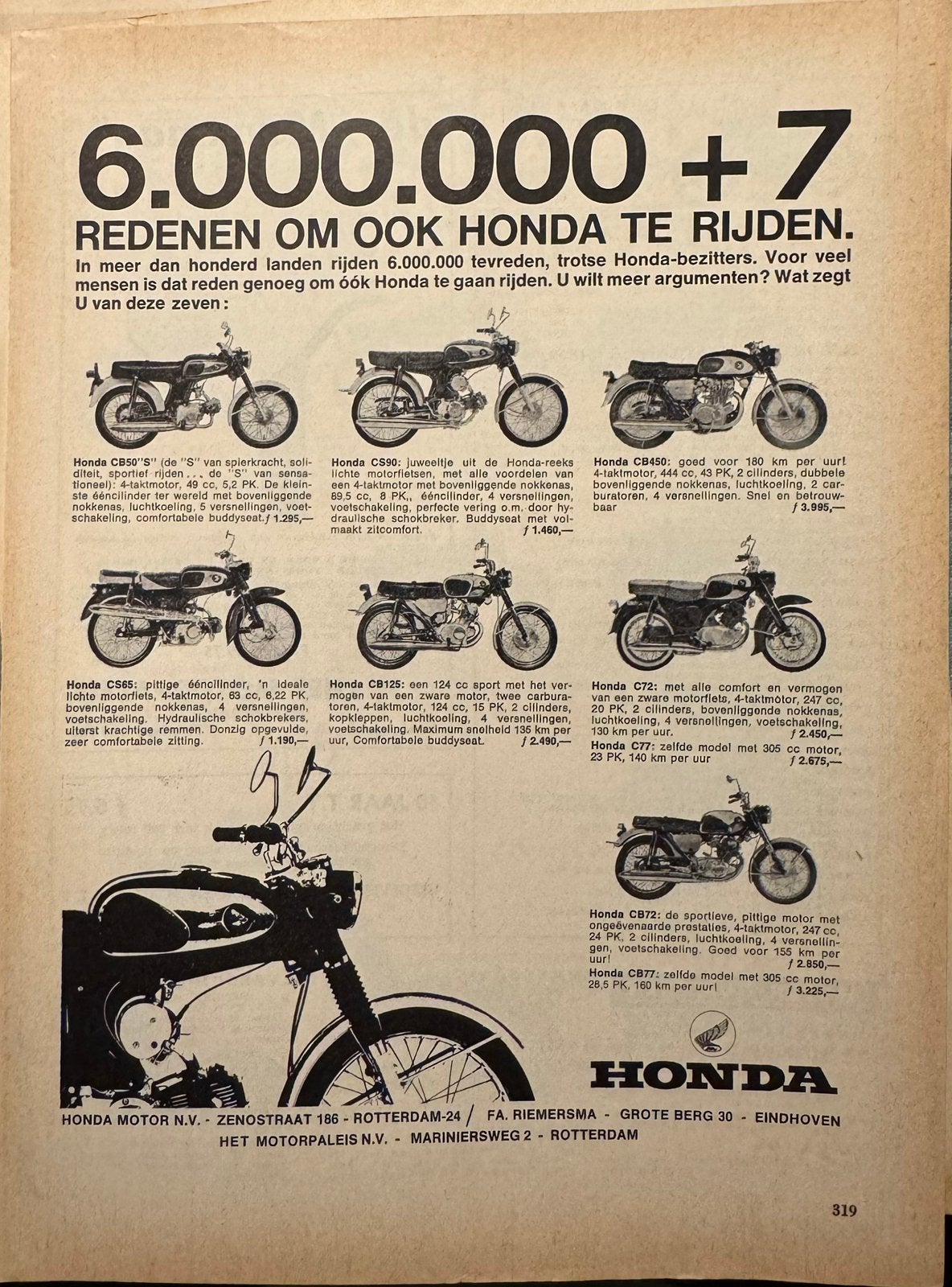 Advertentie Honda CB50S CS65 CS90, Verzenden, Zo goed als nieuw, Motoren