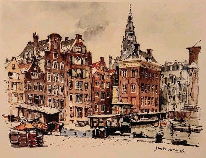 Damrak ...  Amsterdam ... 1958 ... Jan Korthals ..., Ophalen of Verzenden