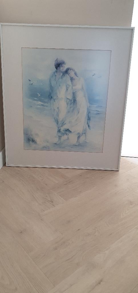 schilderij litho man +vrouw op strand, Ophalen