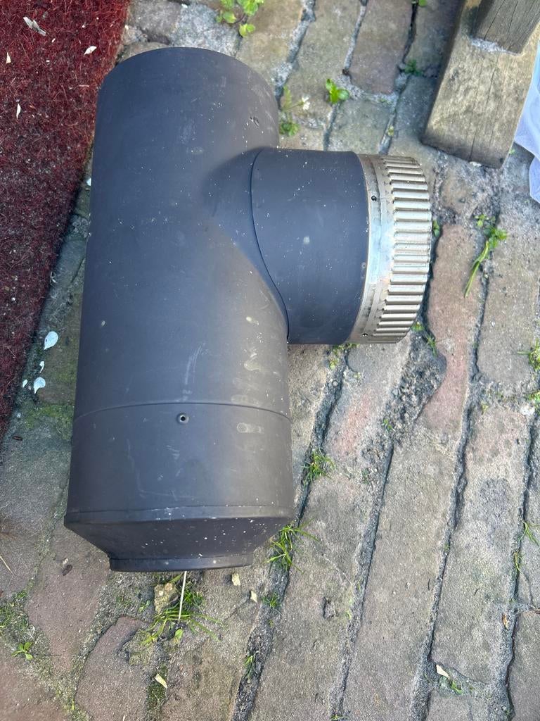 Kachelpijp T-stuk met dop - 125 mm diameter, Ophalen, Gebruikt, Vrijstaande haard, Overige soorten