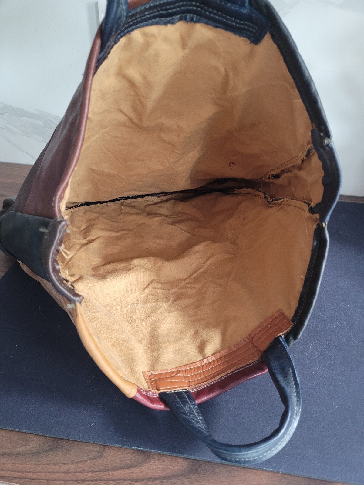 Retro leren tas, 40 tot 60 cm, 30 cm of meer, Bruin, Ophalen of Verzenden