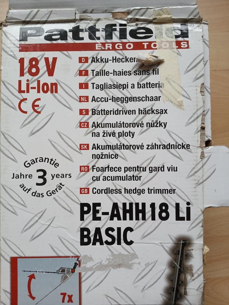 Pattfield PE-AHH18 Li BASIC Accu-heggenschaar (zonder accu), Tuin en Terras, Ophalen, Gebruikt, Accu, Pattfield
