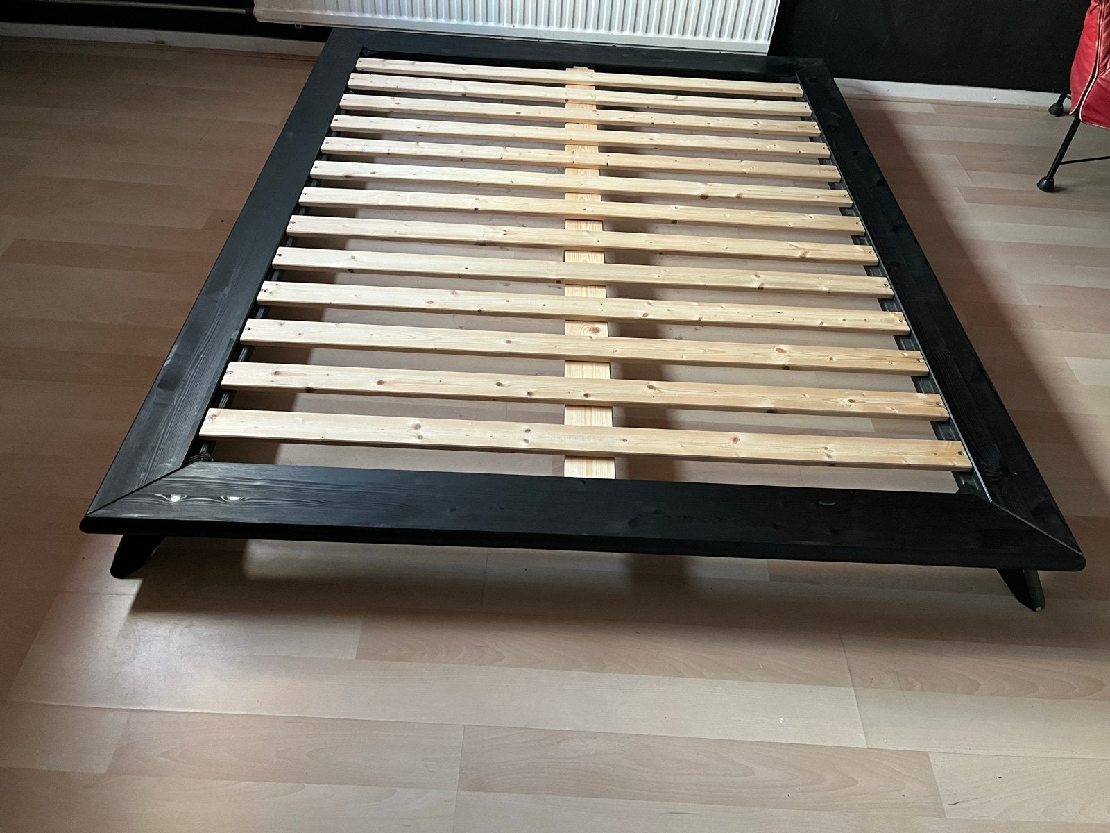 Zwart tweepersoonsbed frame met lattenbodem, Gebruikt, Zwart, Tweepersoons, 200 cm