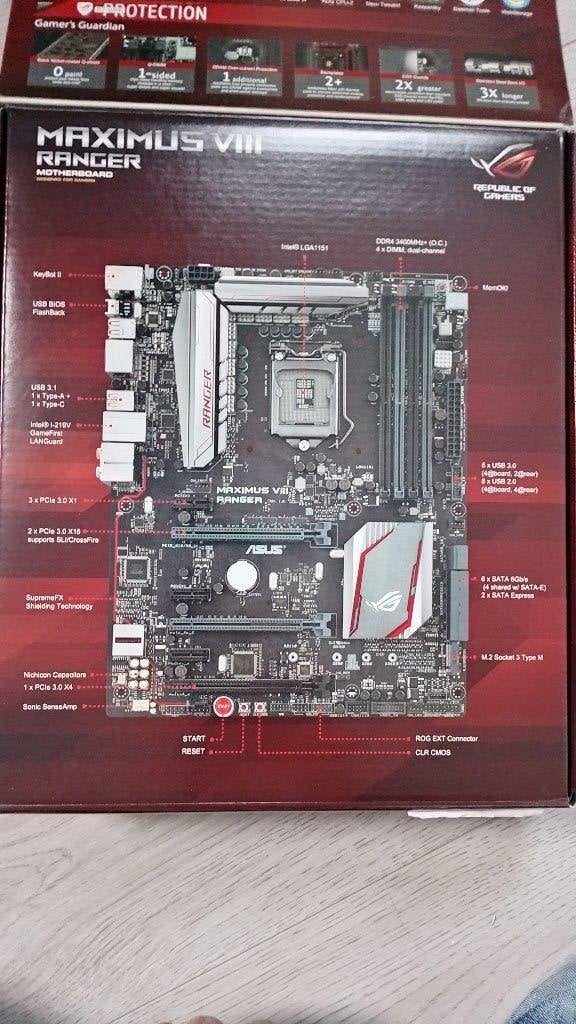 Moederbord ROG maximus vIII ranger Incl Intel i7 Processor, Computers en Software, Gebruikt, LGA 1151, DDR4, Ophalen of Verzenden