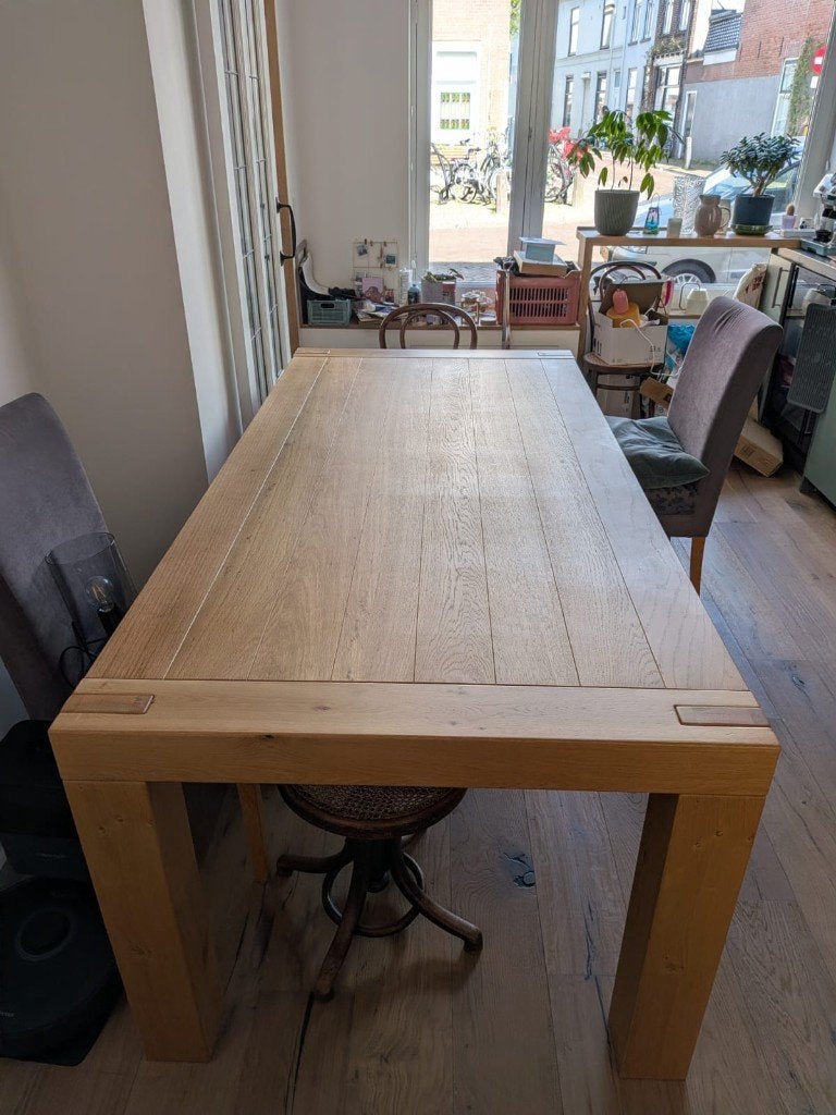 Eettafel / Dining table, Ophalen, Gebruikt, Eikenhout, 200 cm of meer