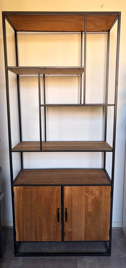 Stijlvolle Vakkenkast Xenos - Metaal en Hout, Ophalen, 50 tot 100 cm, Zo goed als nieuw, 150 tot 200 cm