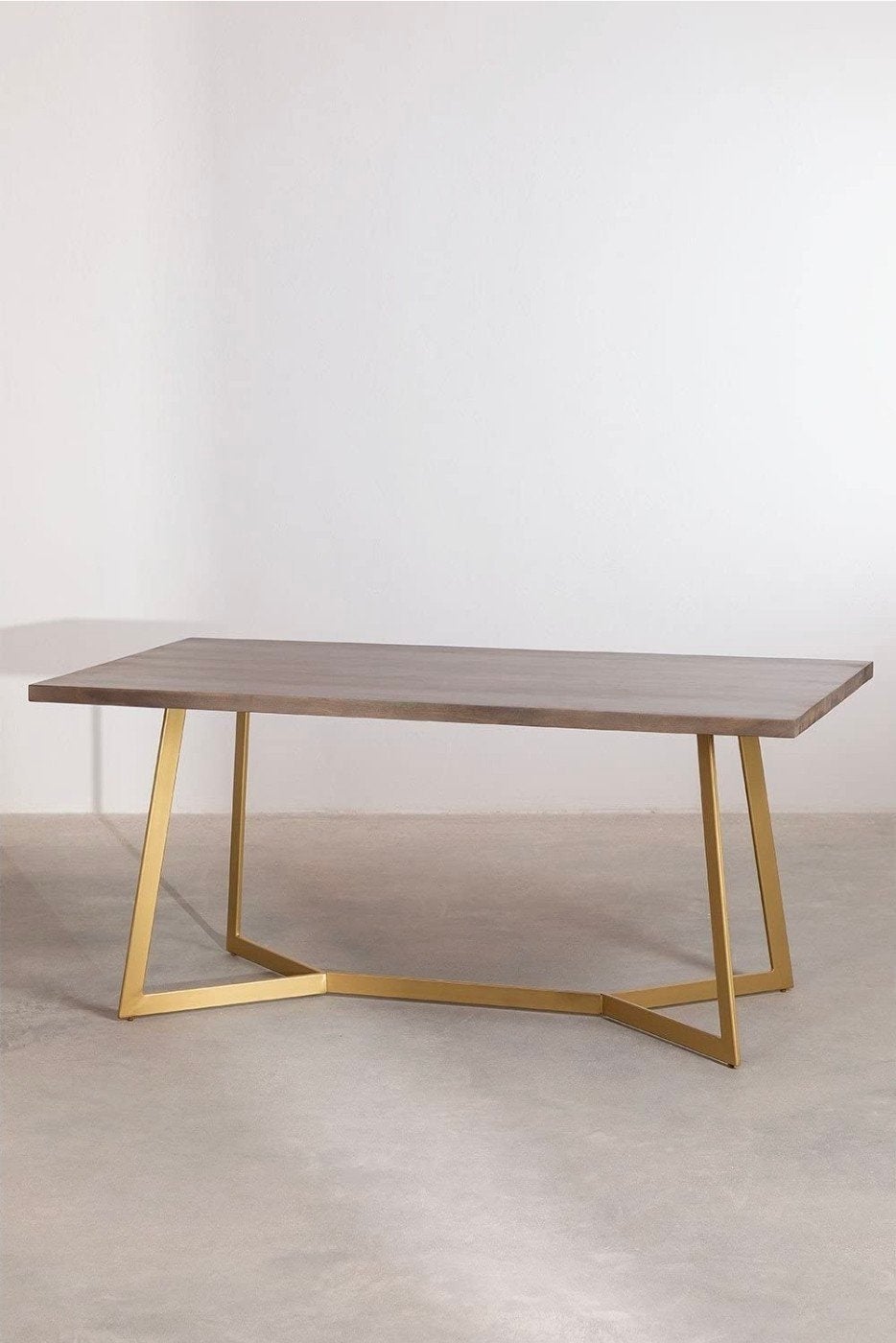 SKLUM eettafel Mangohout 170x90   mat goud, Ophalen, Gebruikt, 50 tot 100 cm, Vijf personen of meer