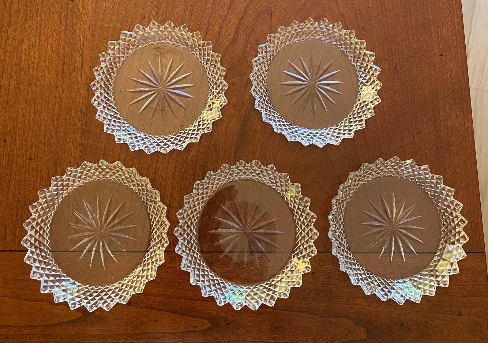 Ruitjeskristal taartschoteltjes, gebak, petit-four, vintage, Antiek en Kunst, Antiek | Glas en Kristal, Ophalen