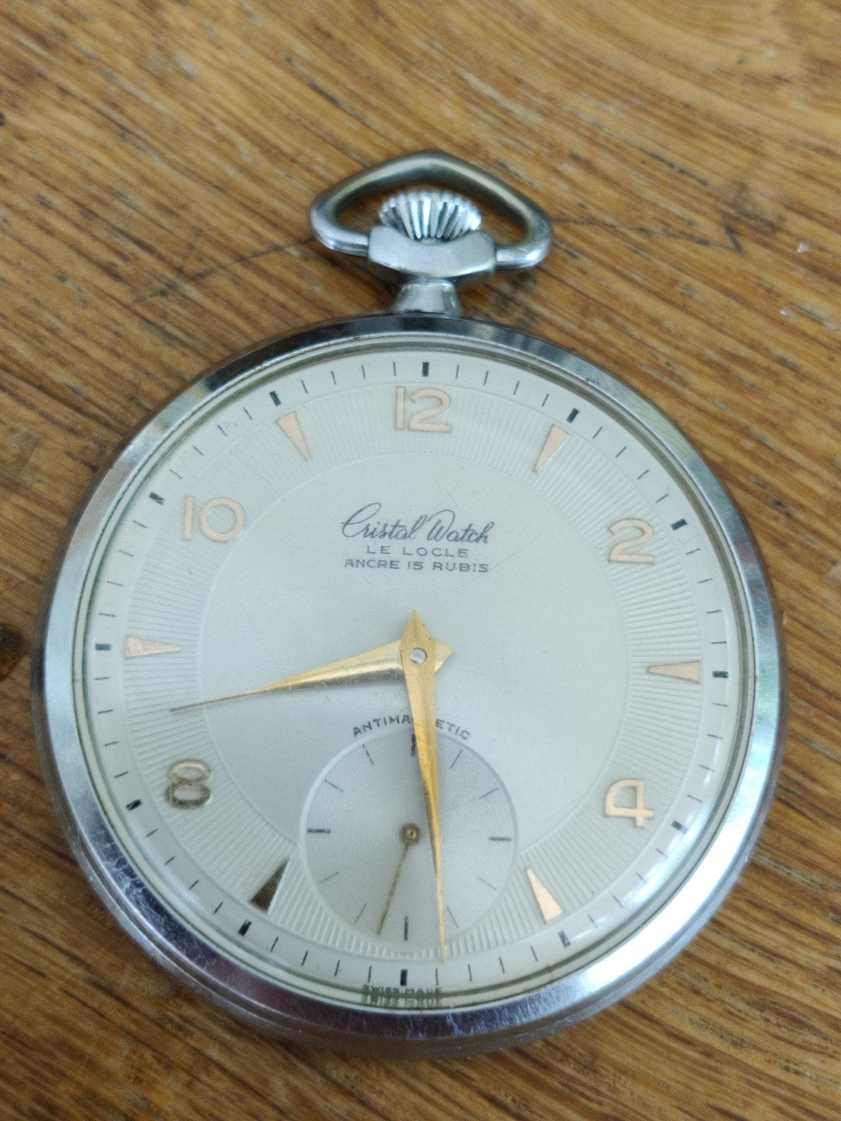 Cristal watch le Locle Swiss Made zakhorloge, Ophalen of Verzenden, Staal, Overige merken
