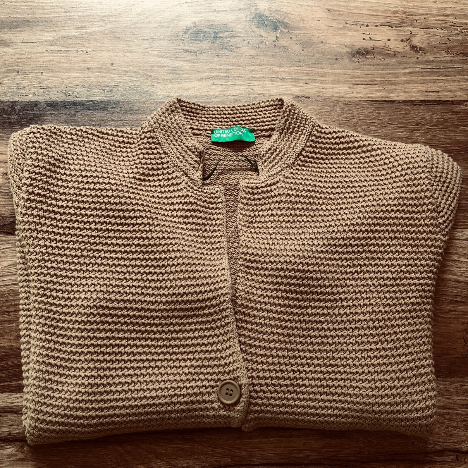Vestjasje Benetton camel S/38 katoen als nieuw, Ophalen of Verzenden, Zo goed als nieuw, Maat 38/40 (M)