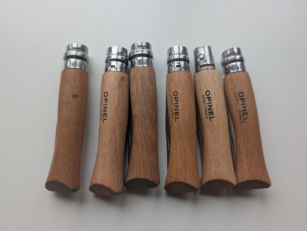 6 x opinel no 7 zakmes, Ophalen of Verzenden, Gebruikt