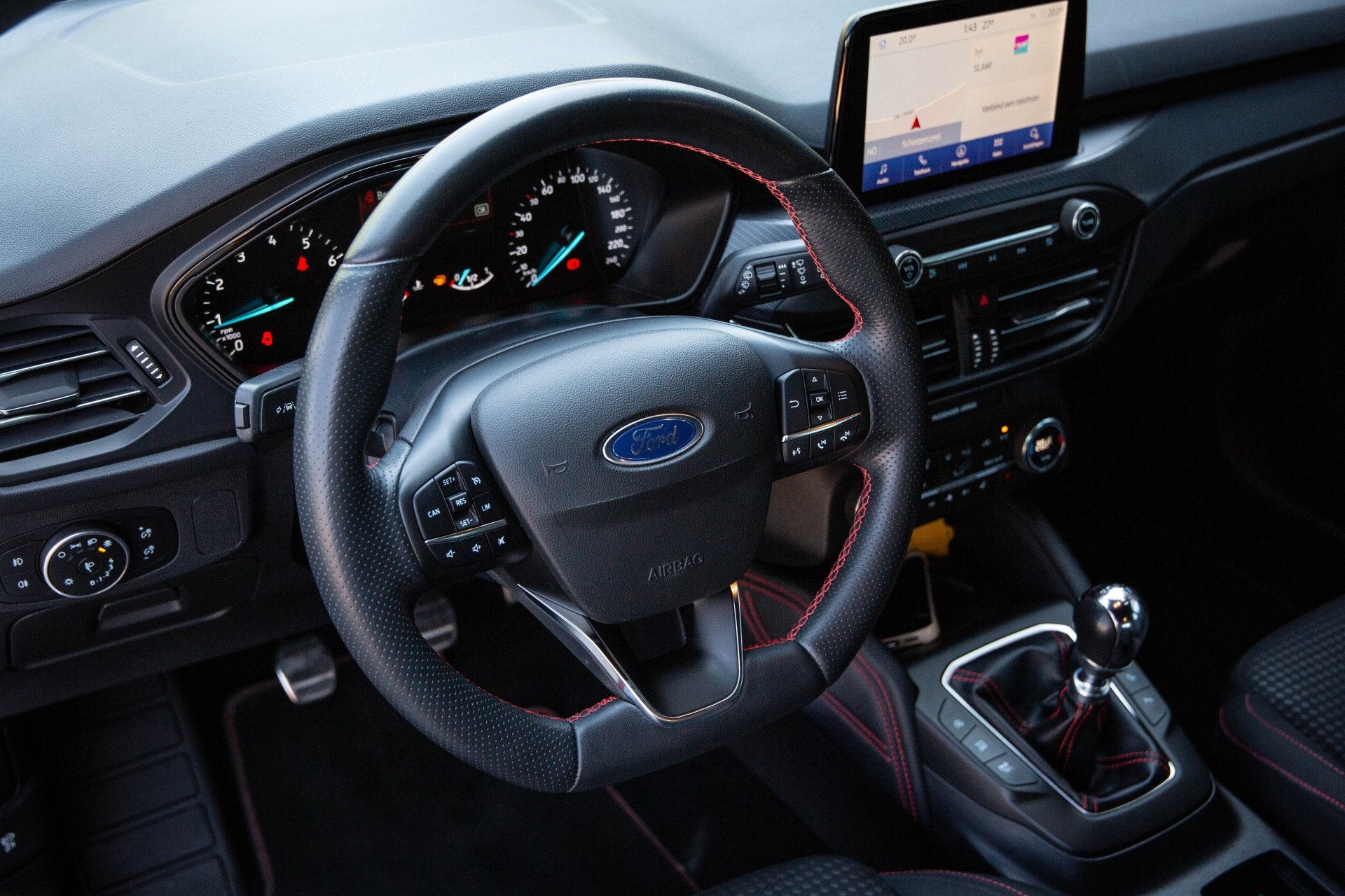 Ford Focus 1.5 EcoBoost ST Line Business ,Stoel/stuurverwarm, Stof, 181 pk, Blauw, Bedrijf