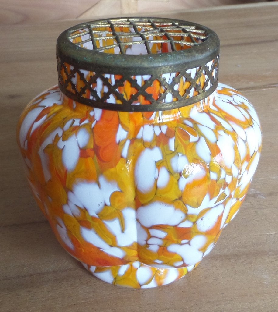 antiek oranje rozen tulpen vaasje, Ophalen of Verzenden