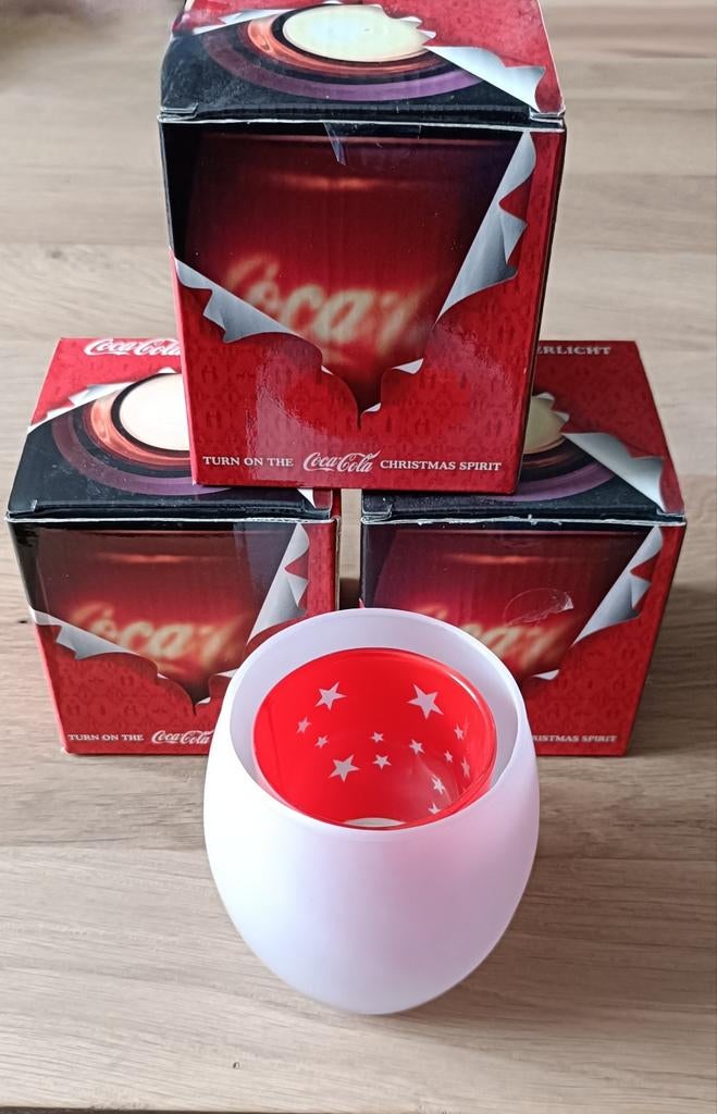 Coca-Cola Kerst Spirit Theelichthouders (3 stuks), Overige stijlen, Nieuw, Ophalen of Verzenden, Glas