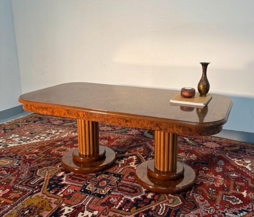 Art Deco Salontafel in wortelfineer, 100 tot 150 cm, Minder dan 50 cm, Rechthoekig, 50 tot 100 cm