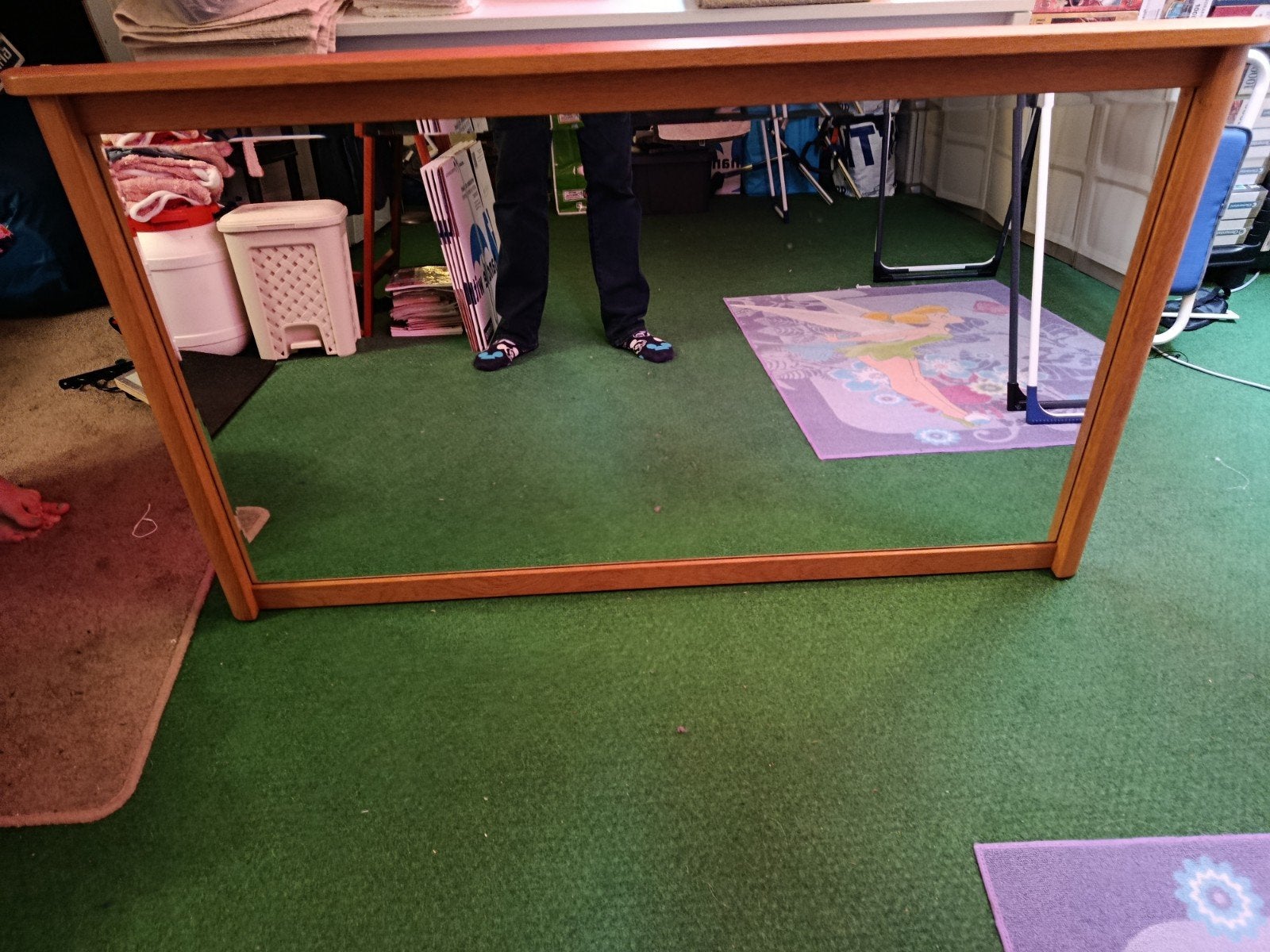 Grote spiegel met blank eiken frame, Ophalen, Zo goed als nieuw, Rechthoekig, Minder dan 100 cm