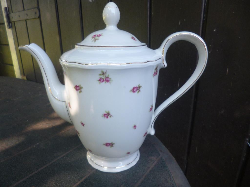 Koffiepot Rheinkrone Bavaria met kleine roze roosjes, Antiek en Kunst, Antiek | Servies los, Ophalen of Verzenden