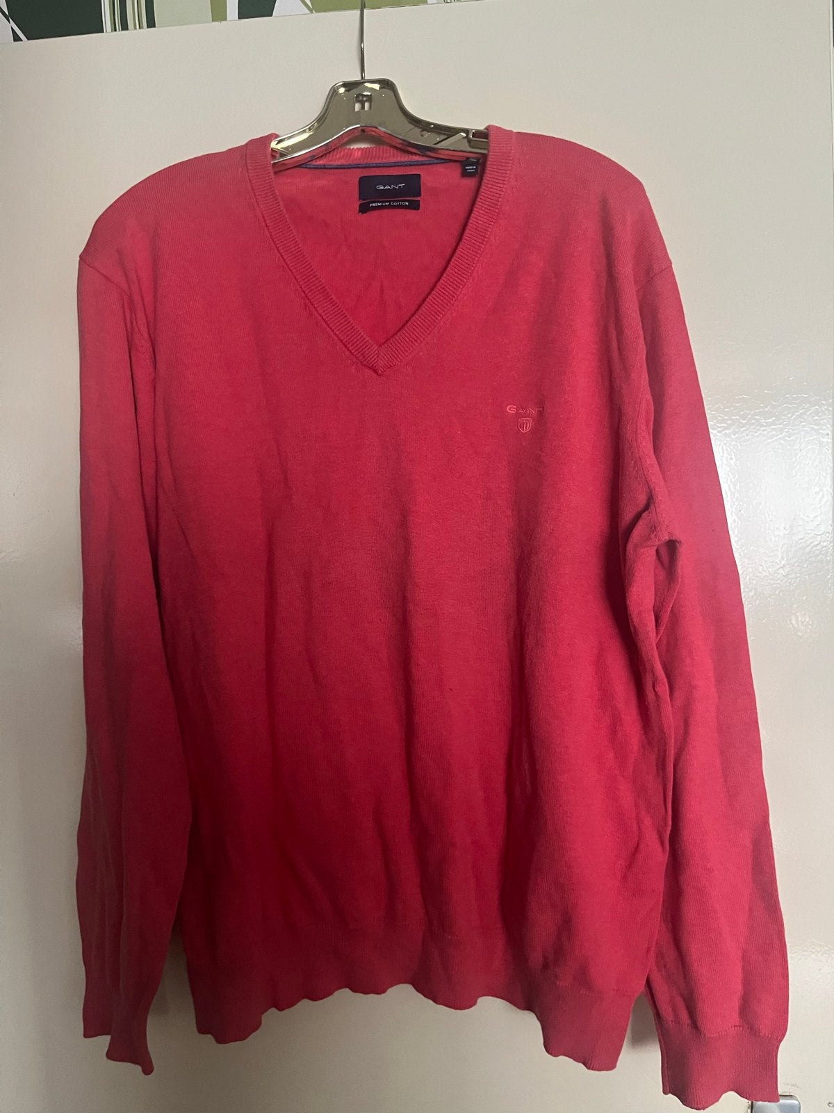 GANT Premium  V-hals Trui - Heren XL,cotton, Ophalen of Verzenden, Zo goed als nieuw, Maat 56/58 (XL), Rood