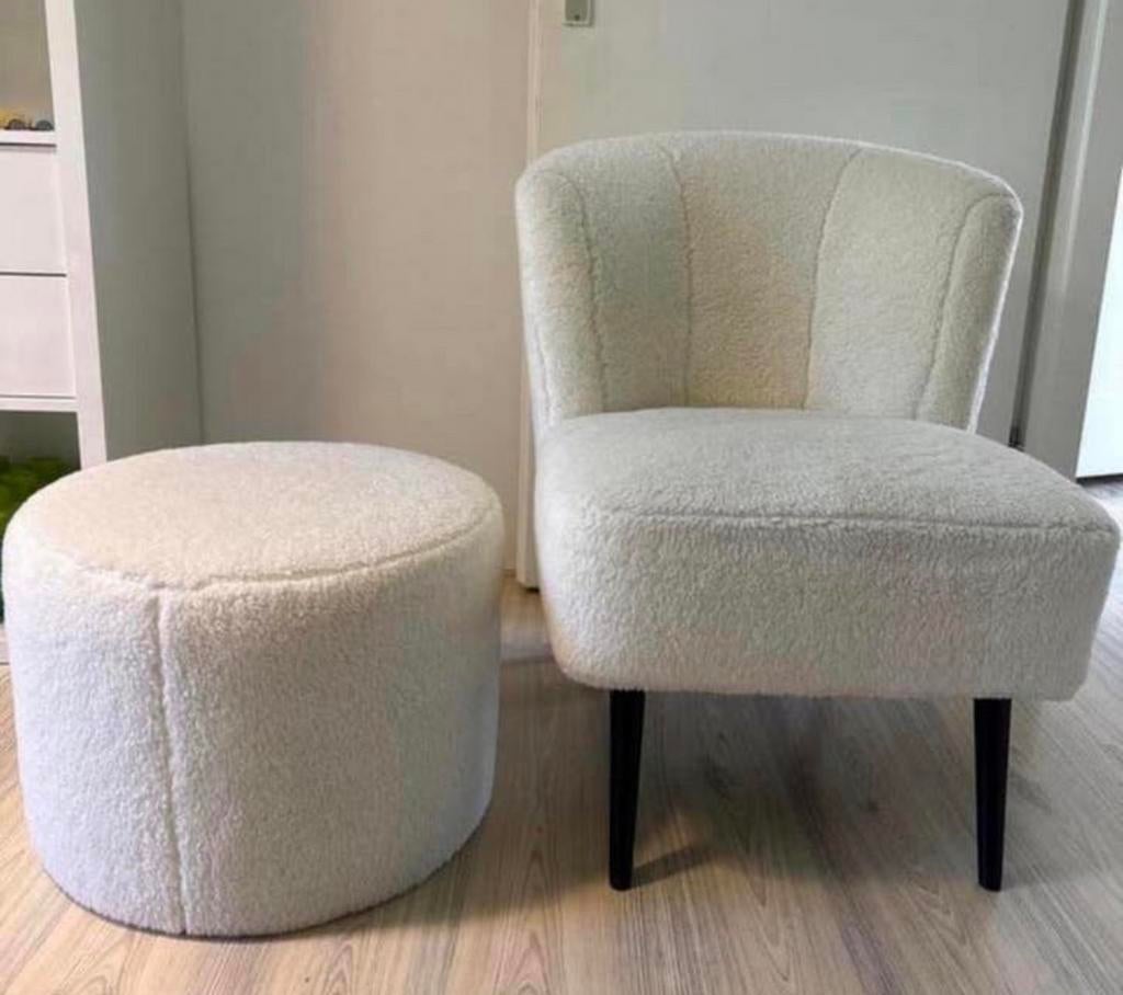 Teddy stoel / fauteuil met poef | Bronx 71 | zo goed als nie, Ophalen, Zo goed als nieuw, Stof, 50 tot 75 cm
