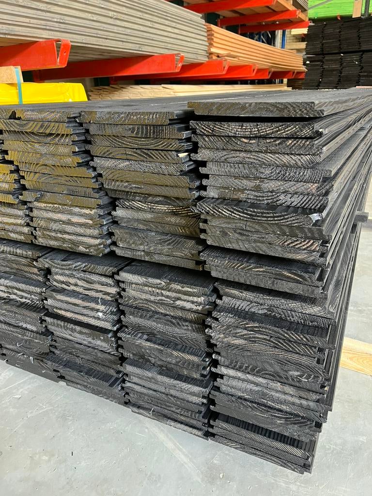 Douglas hout sponningplanken wisselsponning  zwart gespoten, Doe-het-zelf en Verbouw, Hout en Planken, Geïmpregneerd, Minder dan 25 mm