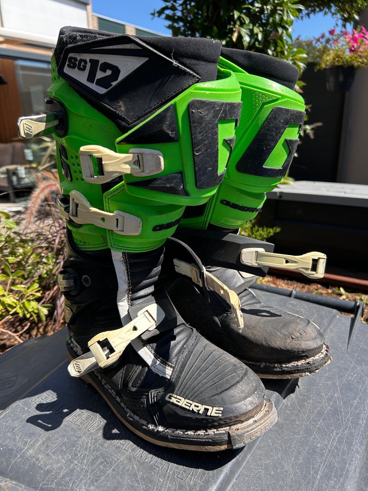 Gaerne SG12 Motorcrosslaarzen - Groen/Zwart maat 44, Motoren, Ophalen, Tweedehands, Heren, Laarzen