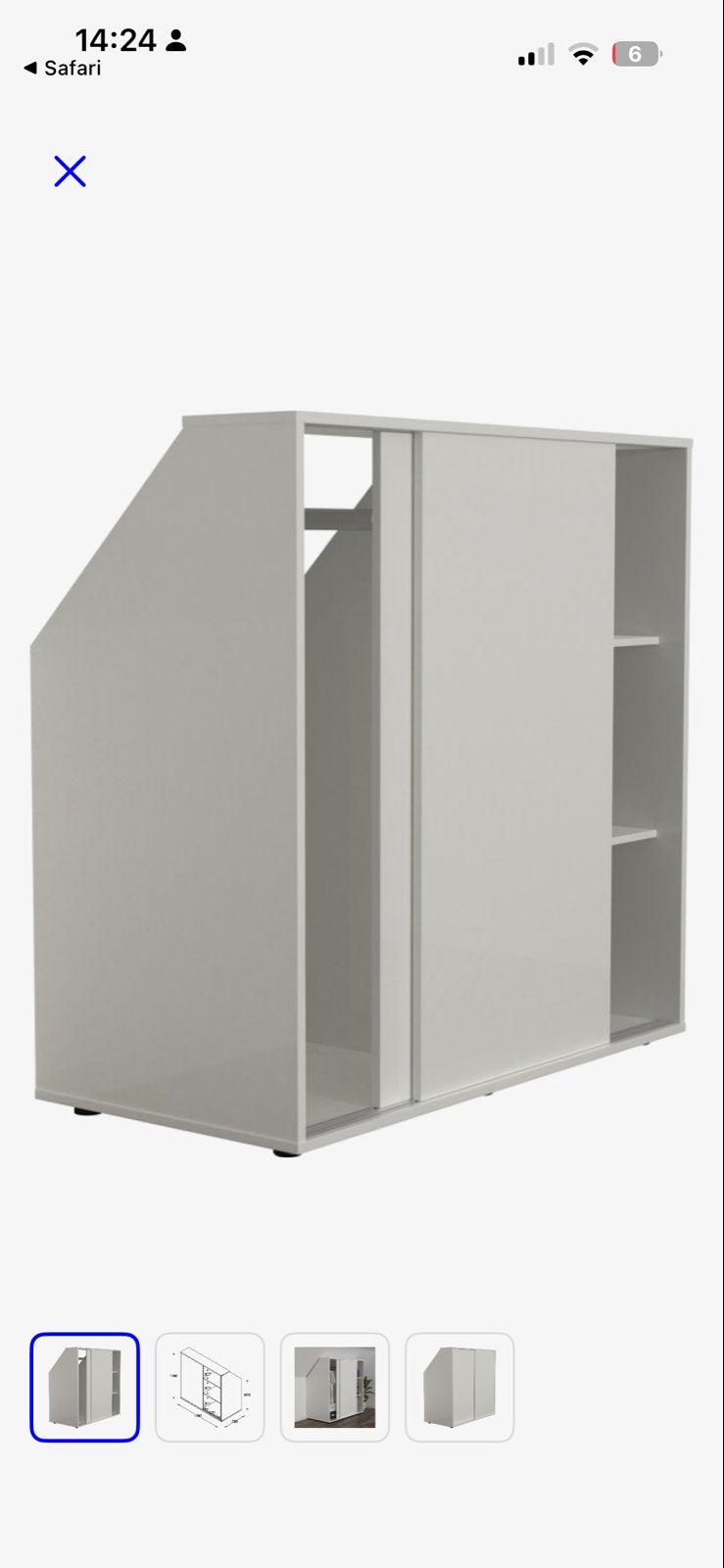 Witte kast met schuifdeuren en planken voor bij schuine wand, Huis en Inrichting, Kasten | Kledingkasten, Ophalen, Gebruikt, 100 tot 150 cm