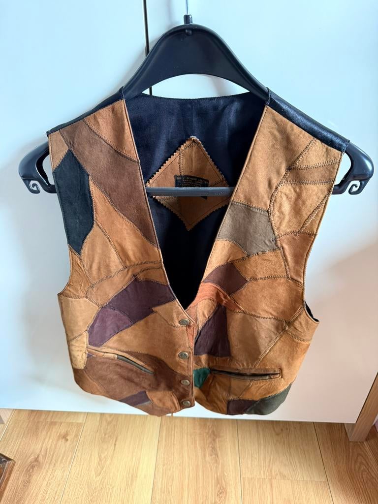 *Gilet suède patchwork vintage*, Kleding | Dames, Ophalen of Verzenden, Gedragen, Maat 38/40 (M), Bruin
