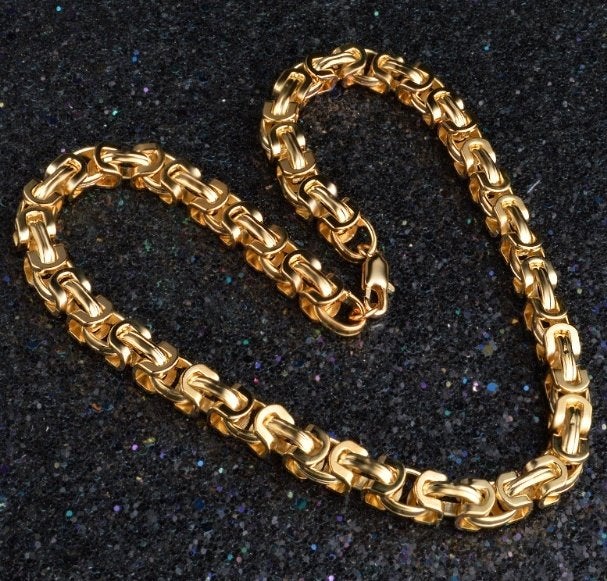 Heren 18K goud vergulden 10 mm ketting, Sieraden, Tassen en Uiterlijk, Ophalen of Verzenden, Nieuw, Goud, Overige materialen