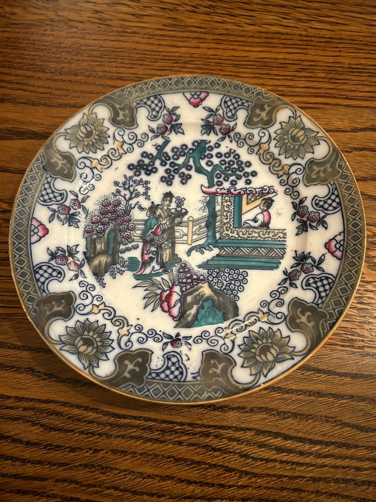 Antiek keramieken bord. Canton decor., Ophalen of Verzenden