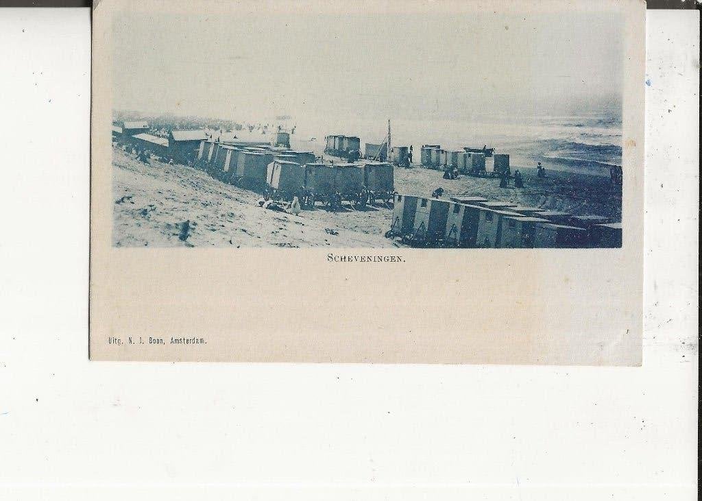 Scheveningen Panorama strand met verkleedwagens NJ Boon, Ophalen of Verzenden, Voor 1920, Ongelopen, Zuid-Holland