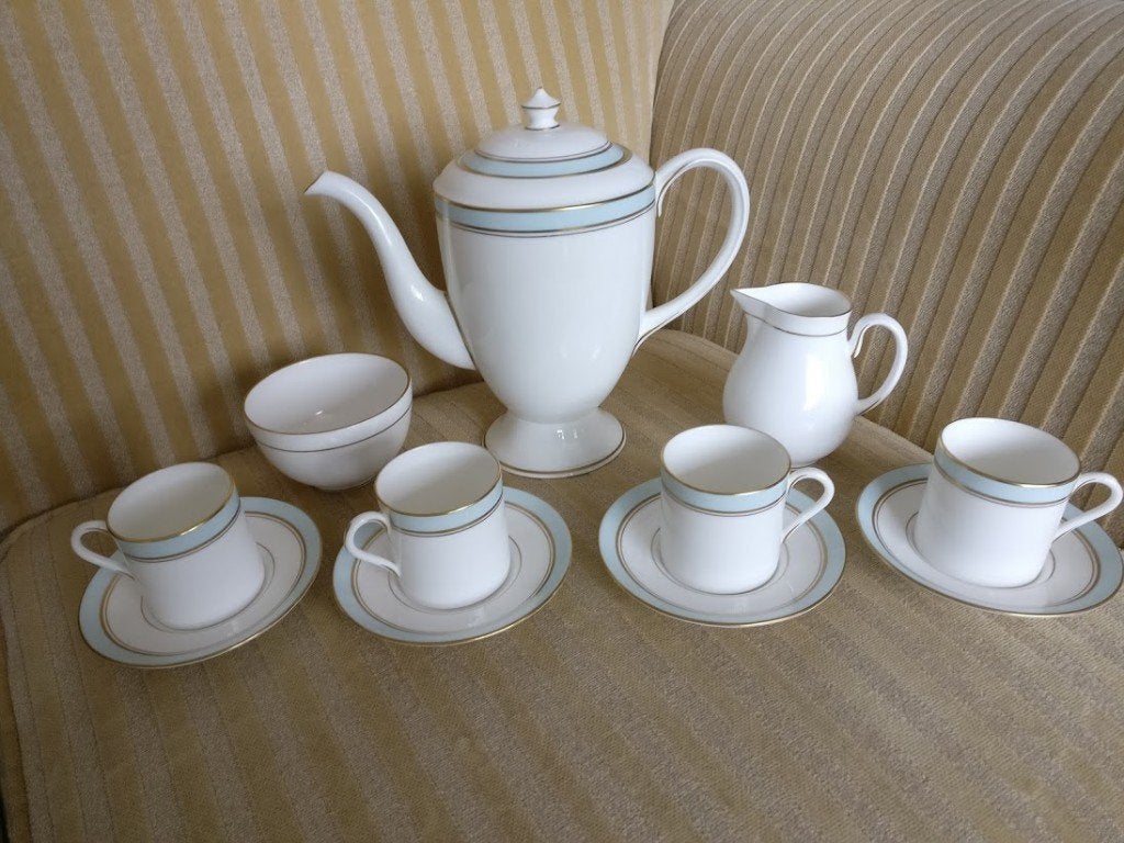 7-Dlg KOFFIESERVIES "Howard Blue" Royal Worcester Porselein, Nieuw, Ophalen of Verzenden, Overige stijlen, Porselein