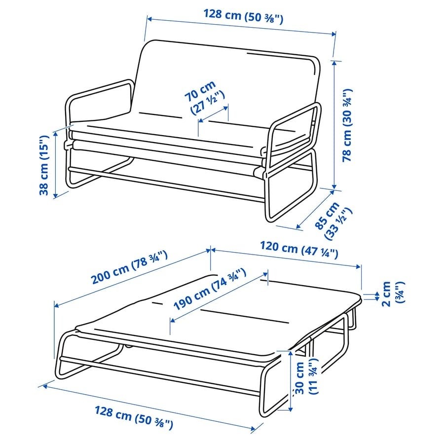 IKEA LYCKSELE LÖVÅS 2-zits slaapbank - Grijs, Ophalen, Gebruikt, Tweepersoons, 120 cm