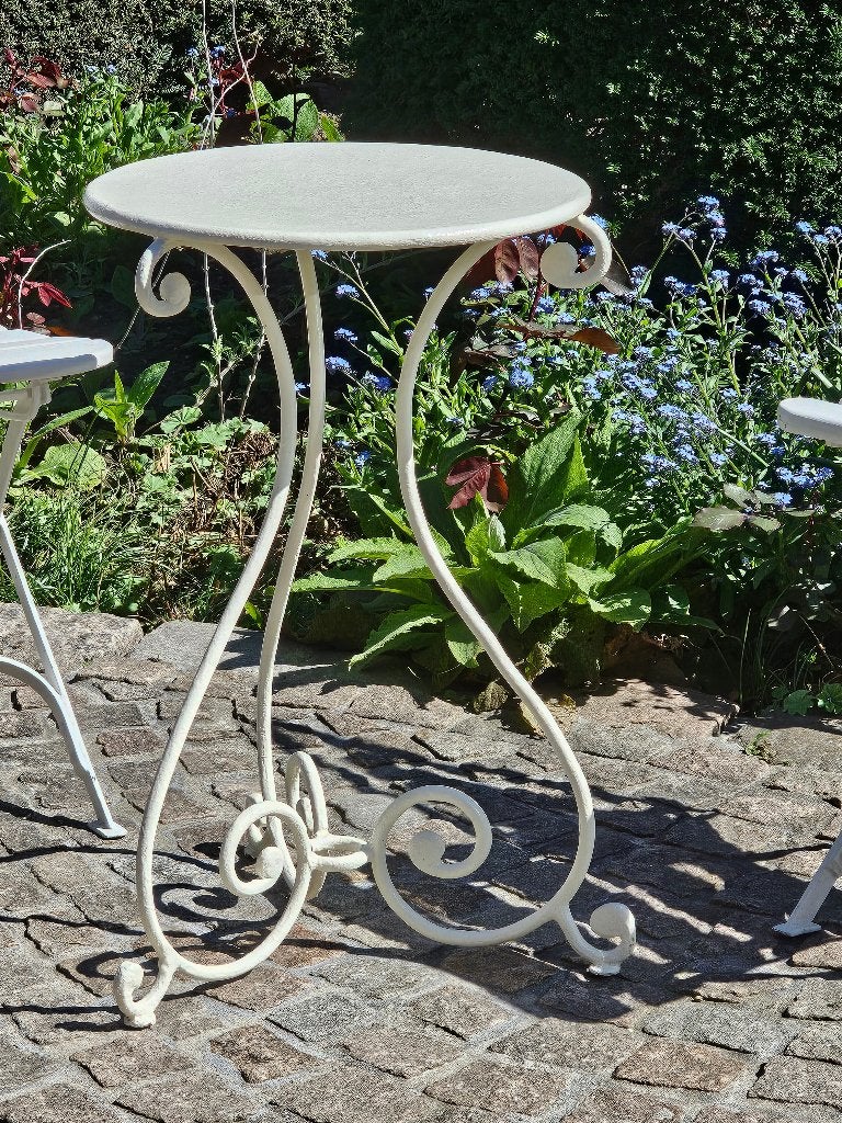 Antiek Frans smeedijzeren BISTRO tafeltje / tuintafeltje, Ophalen of Verzenden, Gebruikt, Rond, Metaal