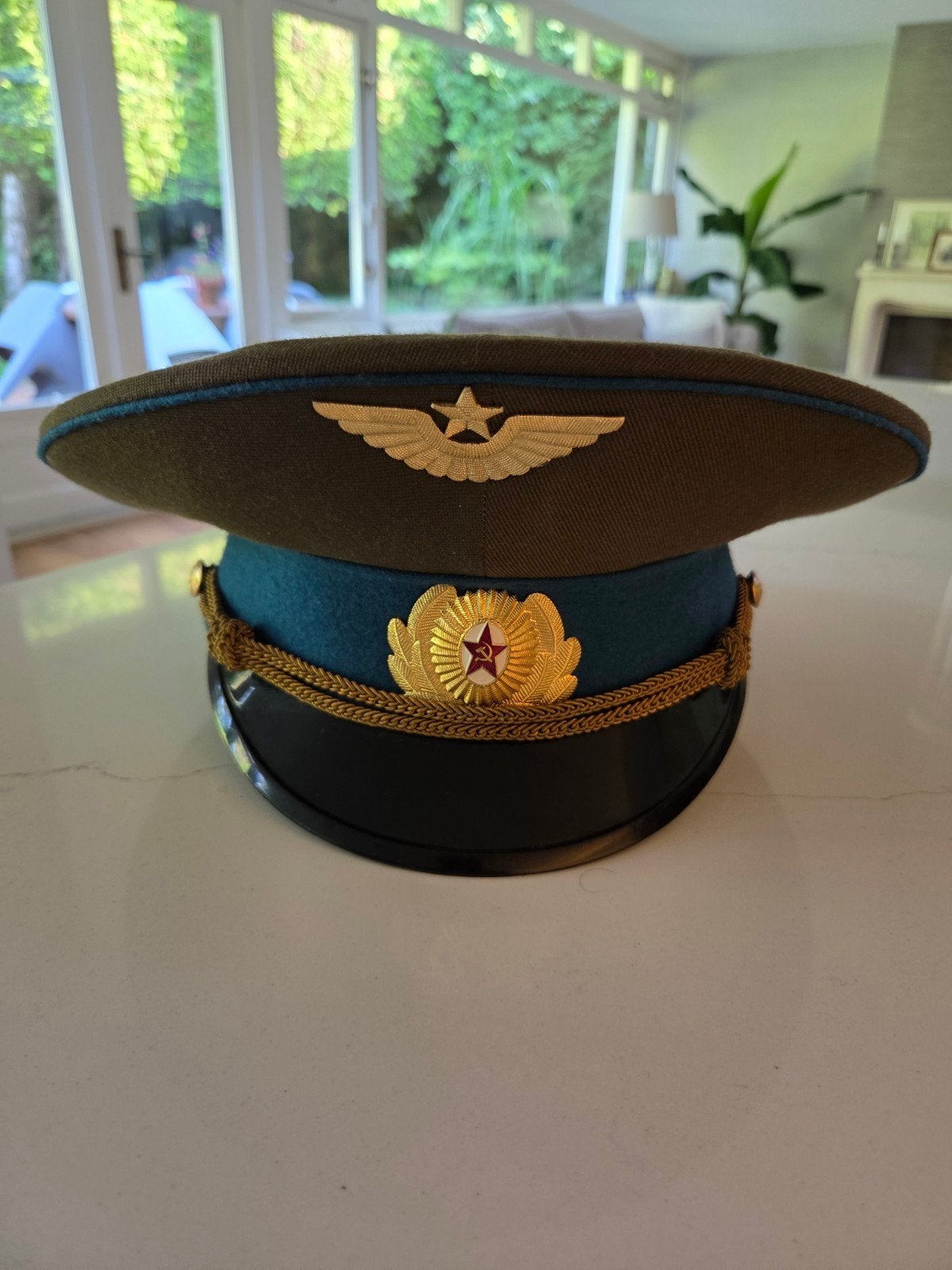 Vintage Sovjet Luchtmacht Officierspet, Verzamelen, Militaria | Algemeen, Ophalen of Verzenden, Luchtmacht, Overige gebieden, Helm of Baret