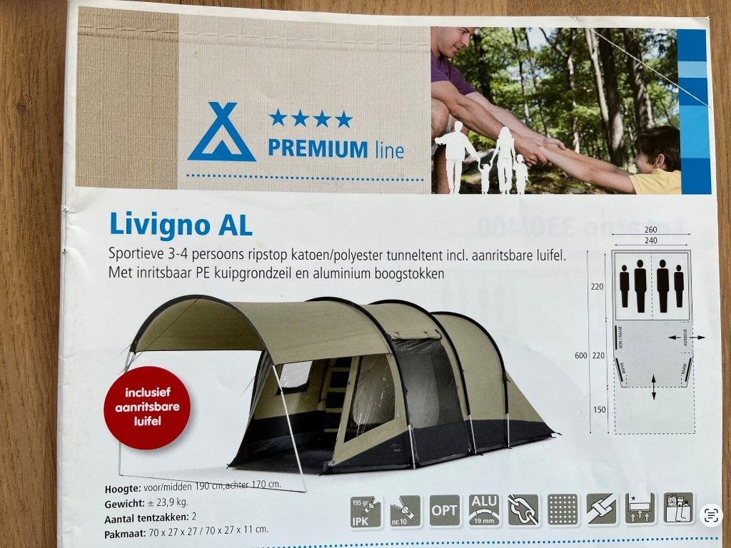 Bardani Livigno AL, Caravans en Kamperen, Tenten, Ophalen, Zo goed als nieuw, Tot en met 4