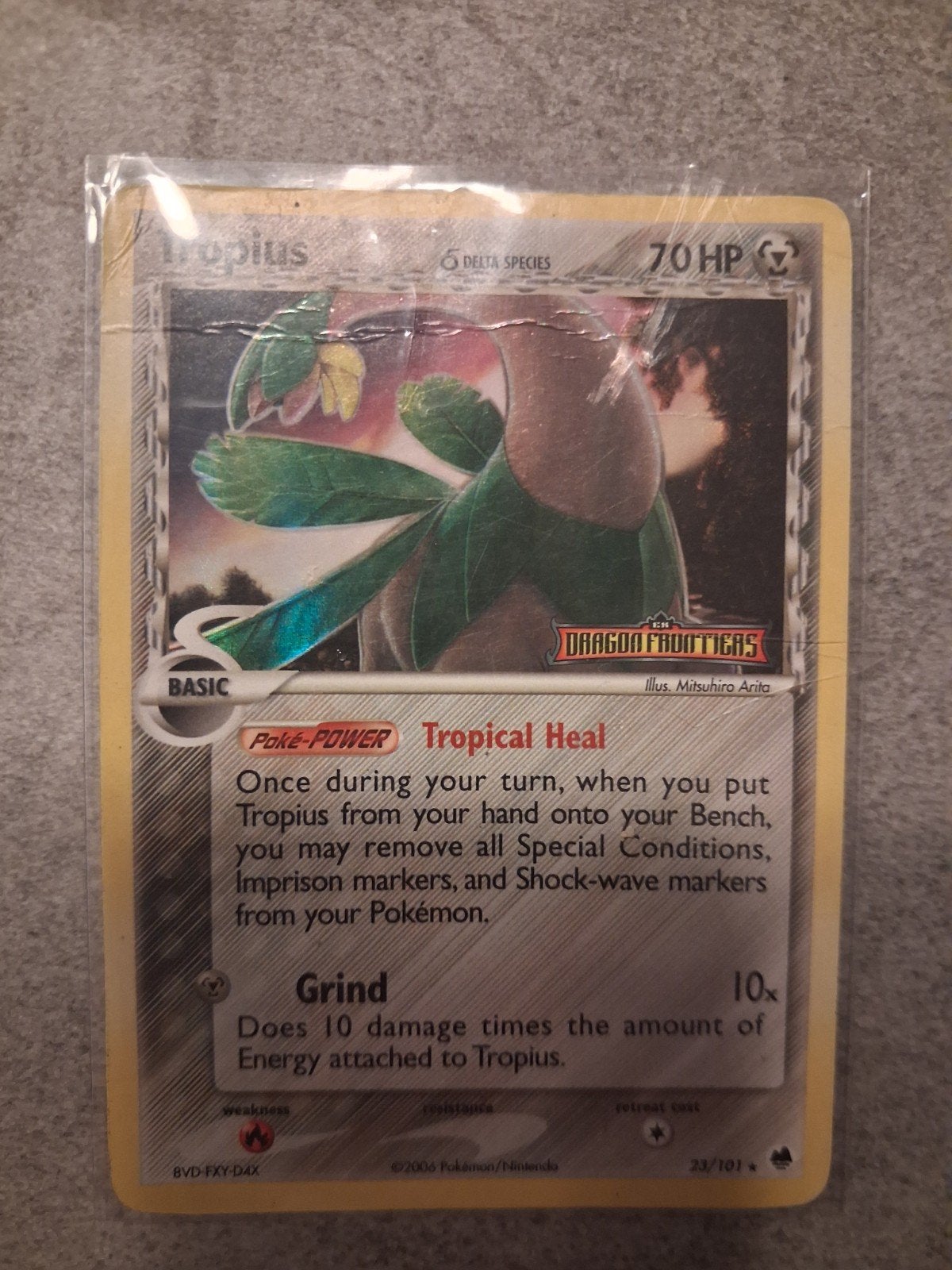 Tropius Delta Species Holo Pokémon Kaart (Dragon Frontiers), Ophalen of Verzenden, Gebruikt, Losse kaart, Foil