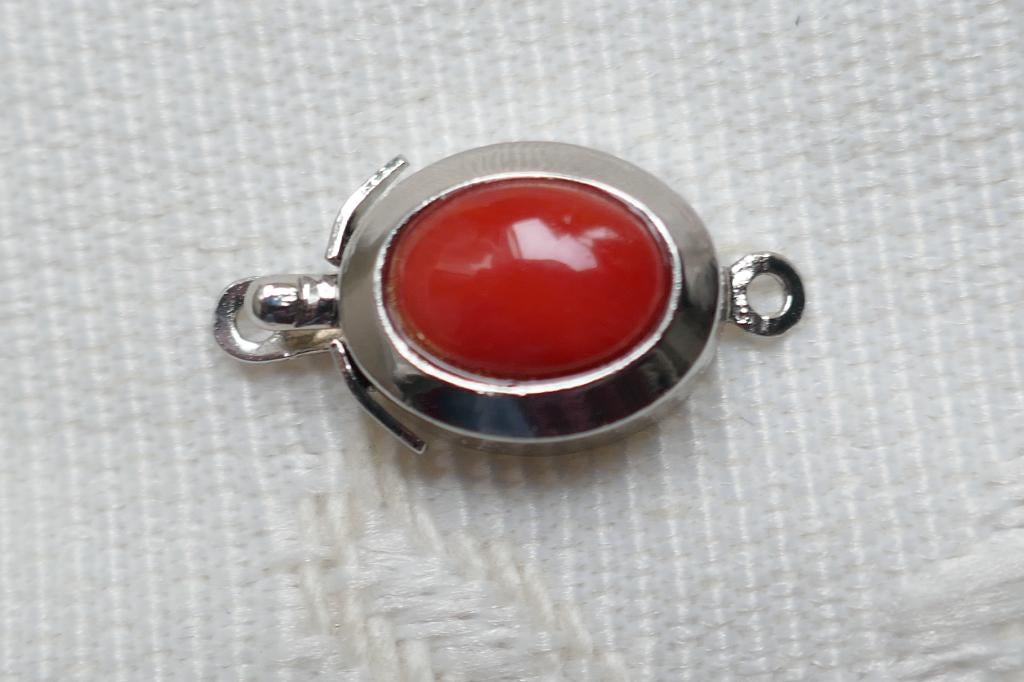 Uniek zilveren ketting slotje met bloedkoraal, Verzenden, Nieuw, Met edelsteen, Zilver