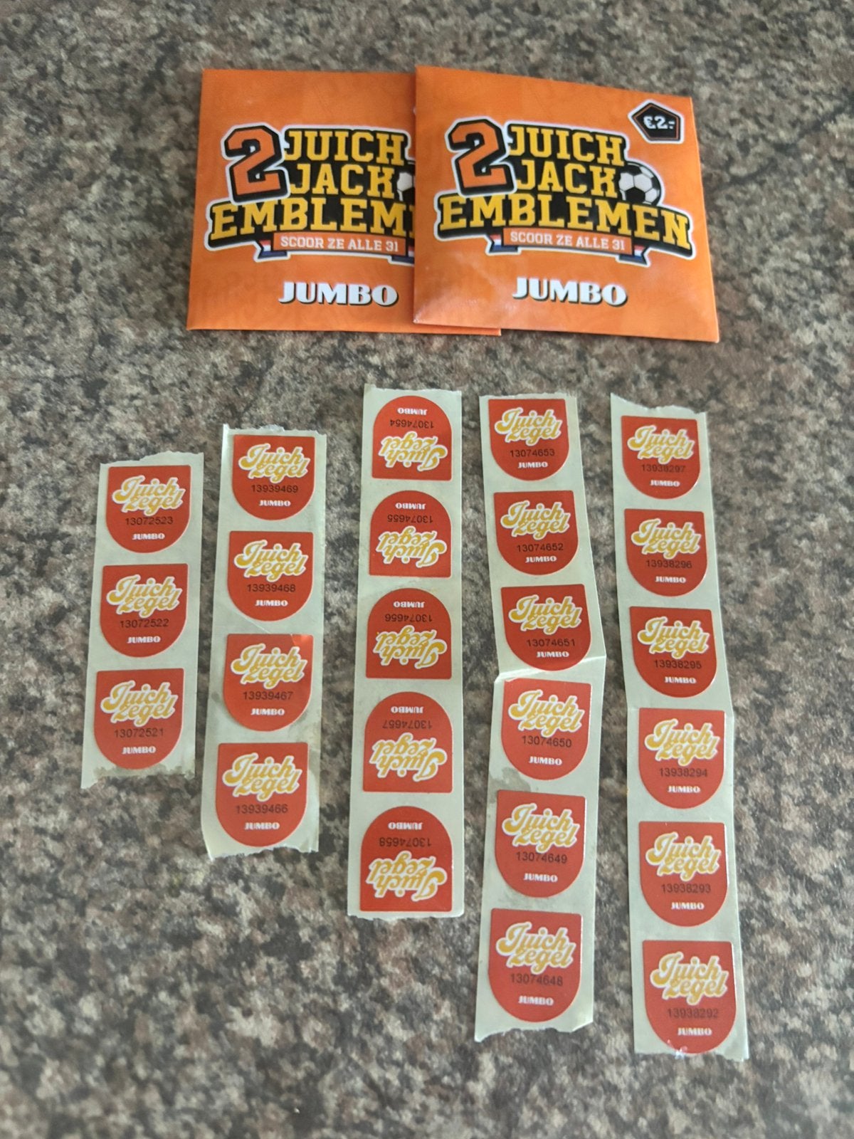 Jumbo voetbal zegels 24 stuks +2 juich stickers, Jumbo, Ophalen of Verzenden