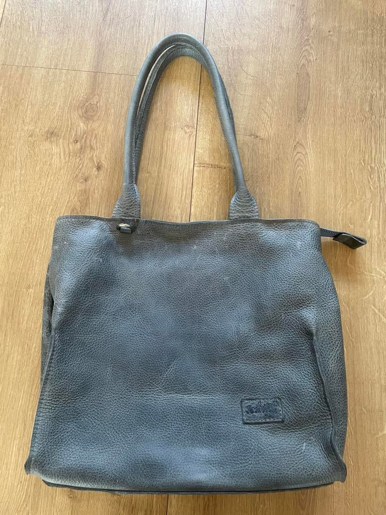 Prachtige blauwe lederen tas Sodutch  leer schoudertas, Ophalen of Verzenden, Zo goed als nieuw, Blauw, Leer