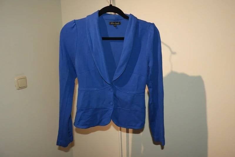 King Louie jasje soepel vallend azuur blauw kraag knopen M, Kleding | Dames, Maat 38/40 (M), Zo goed als nieuw, Jasje, King Louie