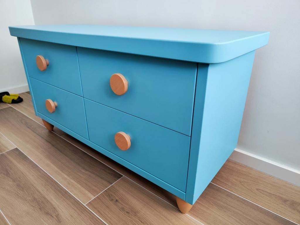 Mammut ladekast met 4 lades IKEA, blauw, Ophalen, 100 tot 150 cm, Zo goed als nieuw, 3 of 4 laden